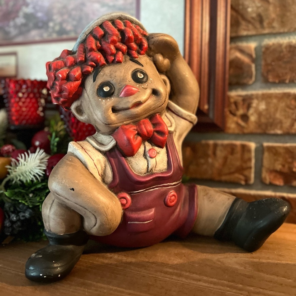 Rare Vintage 1950’s Raggedy Andy Hand Painted Porcelain Sculpture